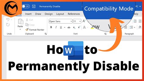 How To Permanently Turn Off Compatibility Mode In Microsoft Word Youtube