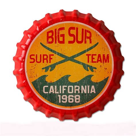 35cm Big Sur Surf Team Vintage Tin Signs Bar Lounge Culb Wall Decor