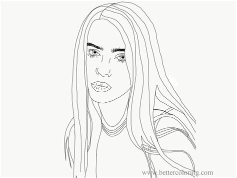Pencil Drawing Billie Eilish Coloring Pages Free Printable Coloring Pages