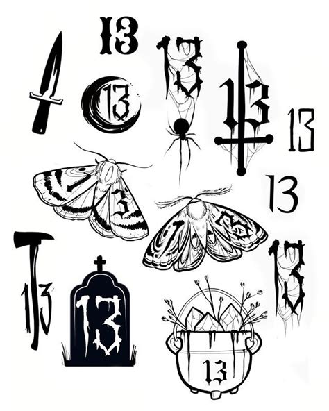 Friday The 13th Tattoo Flash Art Print 13 Tattoos Tattoo Flash Art And