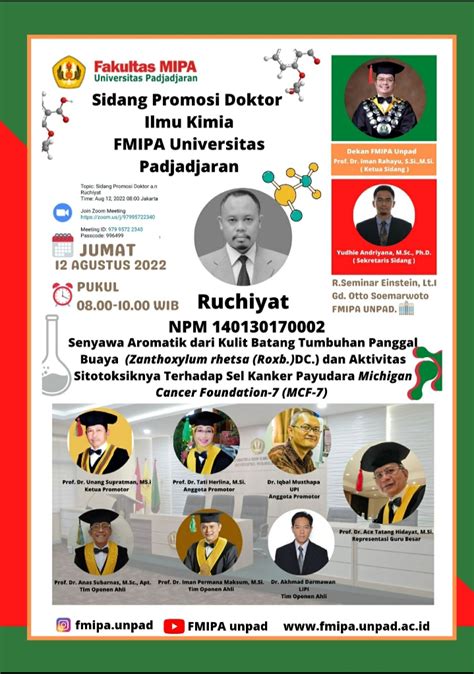 Sidang Promosi Doktor Ilmu Kimia FMIPA Unpad A N Ruchiyat Jumat 12