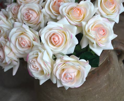 light blush roses real touch flowers silk roses diy wedding etsy