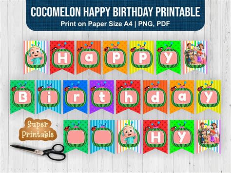 Cocomelon Happy Birthday Banner Party Supplies Png Printable Vectorency
