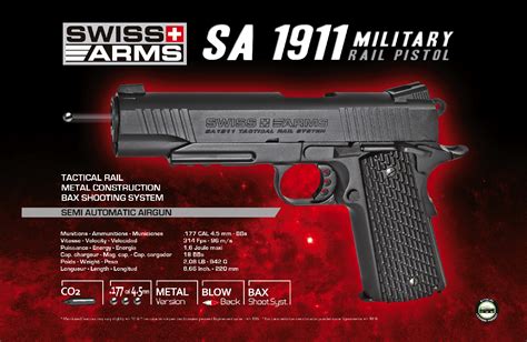 Swiss Arms Sa1911 Tactical Rail Noir Blowback Co2 Swiss Arms 288513