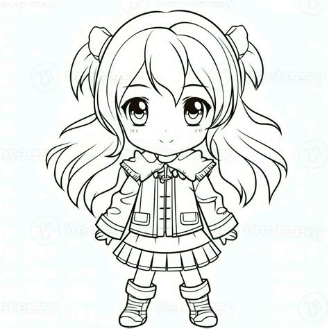 Anime Girl Coloring Pages 26673046 Stock Photo At Vecteezy