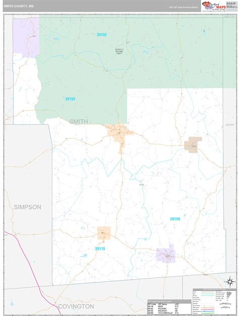 Smith County Ms Wall Map Premium Style By Marketmaps
