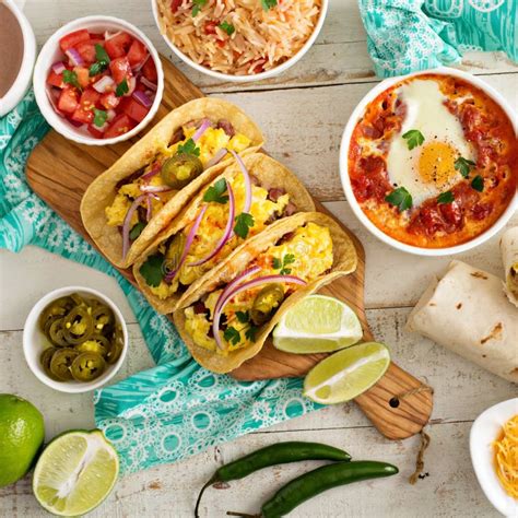 Variety Of Mexican Cuisine Dishes On A Table Stock Image Image Of