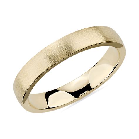 Matte Low Dome Comfort Fit Wedding Ring In 14k Yellow Gold 4 Mm