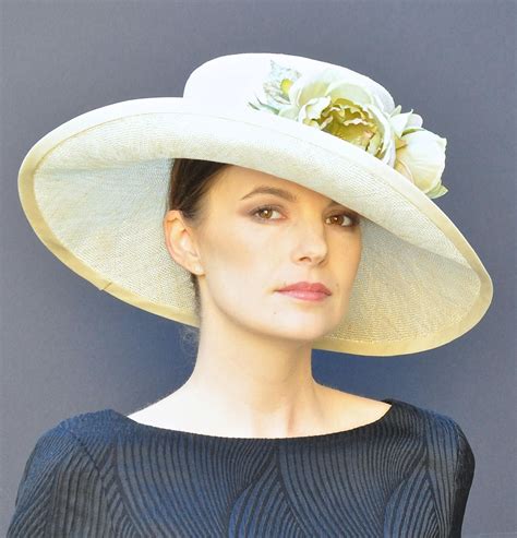 Wedding Hat Kentucky Derby Hat Ascot Hat Womens Cream Straw Hat