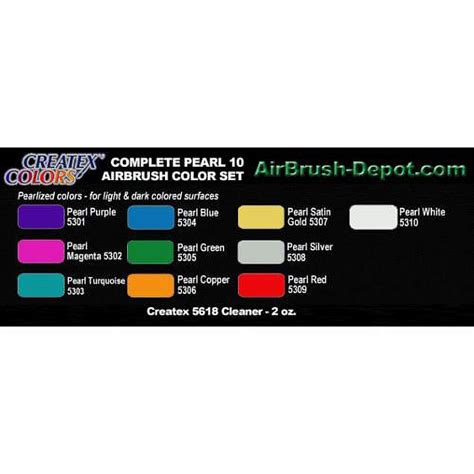 Createx 10 Color Pearlized Set Airbrush Paint Colors