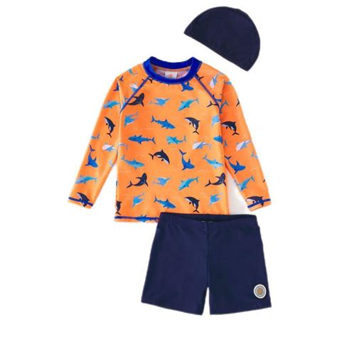 Children One Pieces Upf50 Swimsuit Cartoon Shark Boys Swimwear
