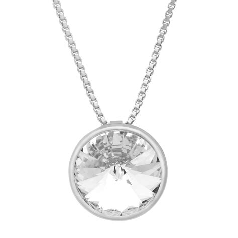 Crystaluxe Circle Pendant With White Swarovski Crystals In Sterling