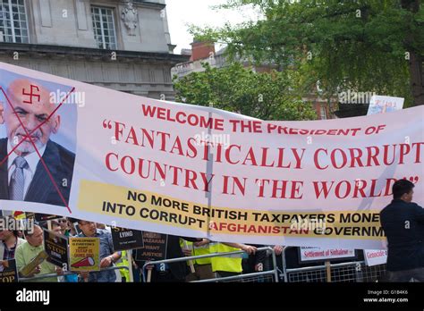 London, 12th May 2016, Protesters outside the Anti-corruption summit