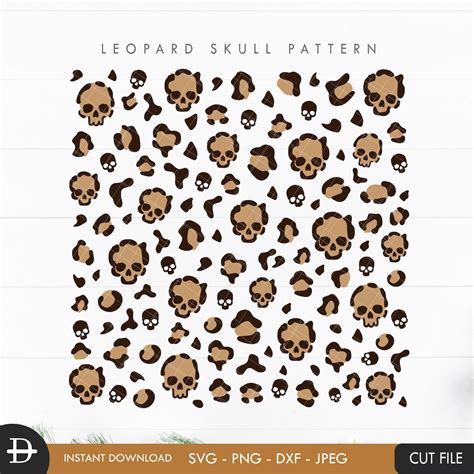 Leopard Skull Pattern Svg Skull Cheetah Pattern Svg Etsy