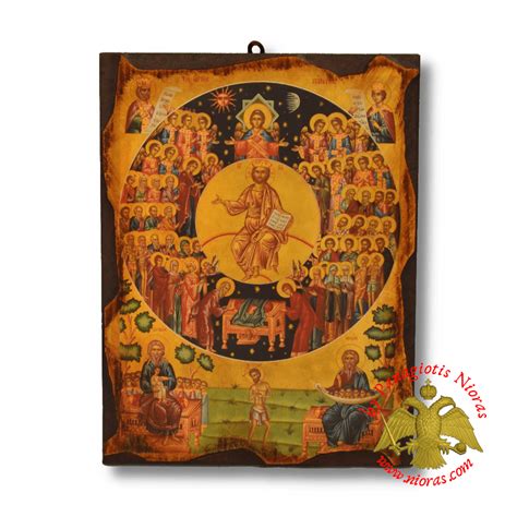 Byzantine Wooden Icon Antique Style All Saints Wooden Icons