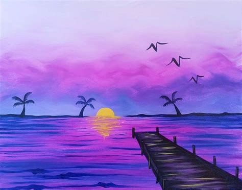 Sunset Purple Paint And Sip Painting Art