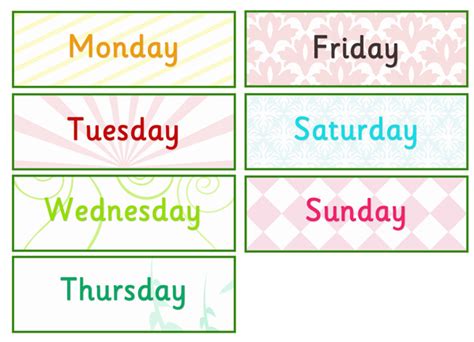 Free Printable Days Of The Week Labels Printable Templates