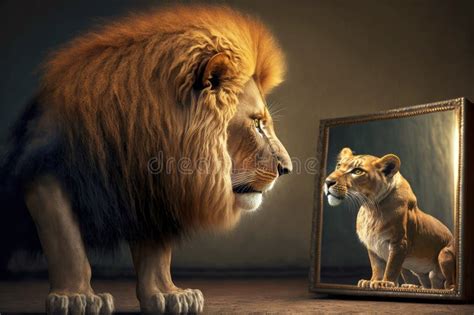 Cat Looking Lion Mirror Stock Illustrations Cat Looking Lion Mirror Stock Illustrations