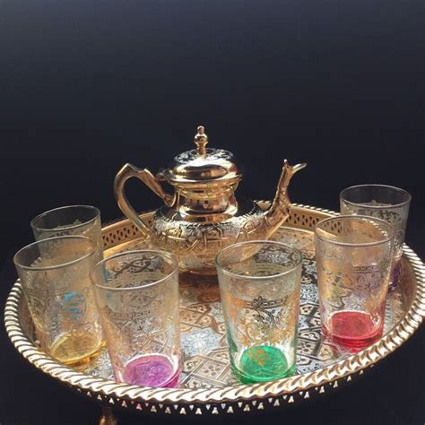 Moroccan Handmade Tea Set Cups Tea Glasses Handmade Silver Etsy