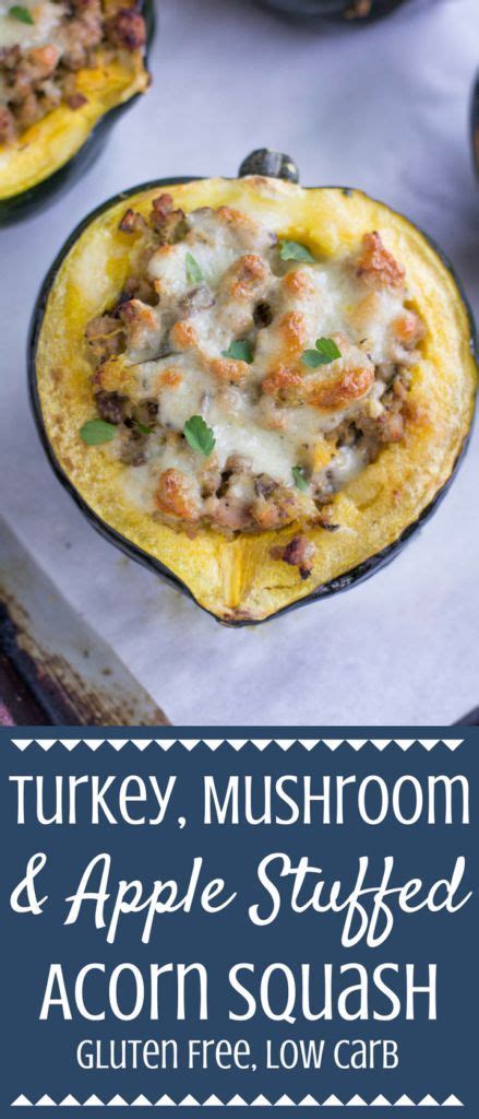 Turkey Mushroom Apple Stuffed Acorn Squash Recipe Acorn Squash