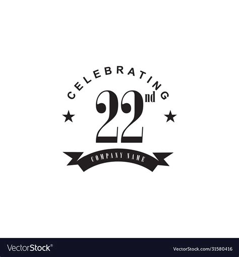 22nd Year Anniversary Logo Design Template Vector Image