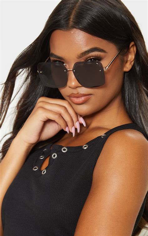 Black Tinted Square Sunglasses Accessories Prettylittlething