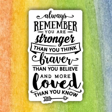 Always Remember You Are Stronger Than You Think Stickers Etsy