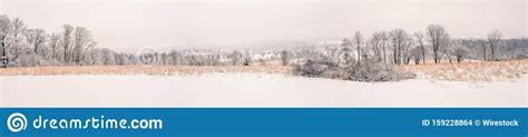 Panoramic Shot Of The Beautiful Countryside Scenery During Winter In