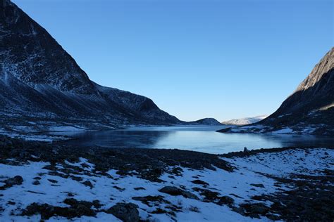 Fileice Cold Morning At Langvatnet Lake In Dovrefjell National Park