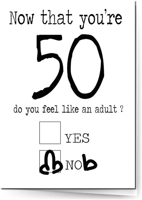Rude 50th Birthday Card 50th Funny Birthday Card 50 Fifty Now Youre