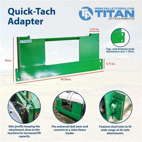 Quick Tach Adapter Fits Skid Steer Converts To John Deere Hook And Pin