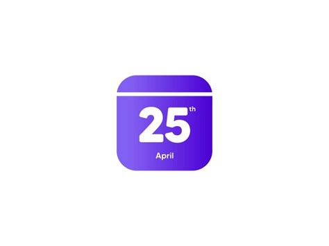 Premium Vector 25th April Calendar Date Month Icon With Gradient