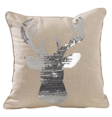 Silver Sequin Deer Head Pillow Head Pillow Sequin Deer