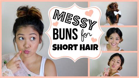 A messy bun can be totally pinned into place with no need for a hair tie—unless you have fairly thick hair and could use the. Messy Buns For Short Hair ︎ - YouTube