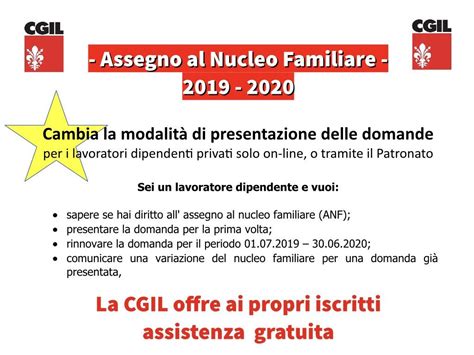 Assegno Al Nucleo Familiare Cgil Firenze