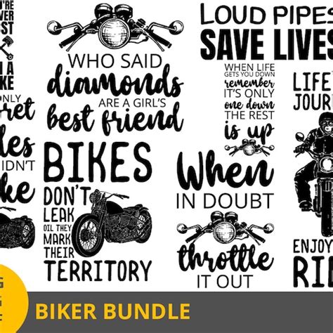 Biker Svg Cut Files Bundle Motorbike Quote Svg Pack Cut Etsy