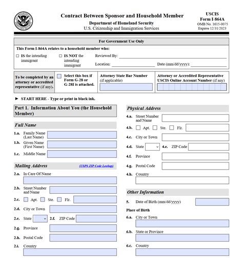 Form I 864a Contract Between Sponsor And Household Member Forms