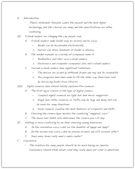 Sentence Outline Format Example