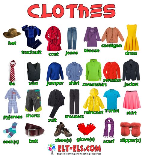 Free Resources For English Learners And Teachers English Clothes