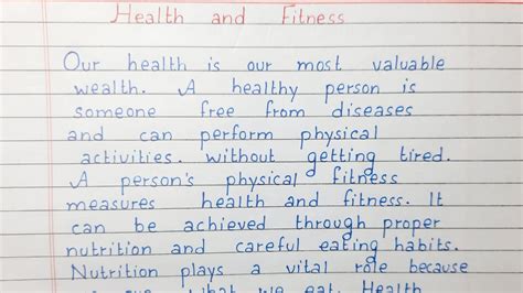 Write A Paragraph On Health And Fitness Short Essay English Youtube