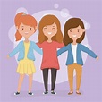 Diseño de amistad de dibujos animados de chicas. | Vector Premium