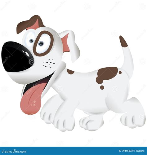 Cute Cartoon Dog White And Brown Dog Vector Illustration Stock