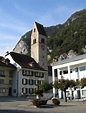 Unterseen town square and village church in Switzerland image - Free ...