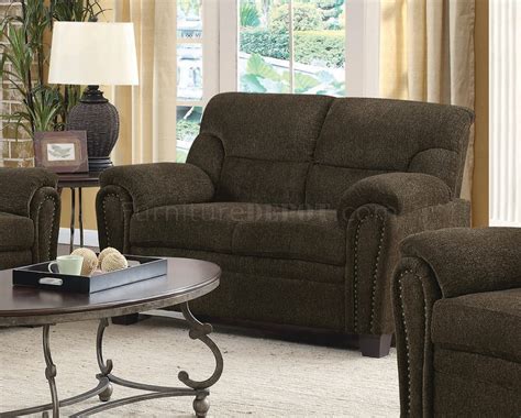 Clemintine Sofa And Loveseat Set 506571 Brown Chenille Coaster