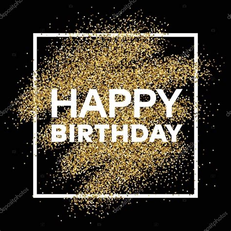 Gold Glitter Background With Happy Birthday Inscription — Stock Vector