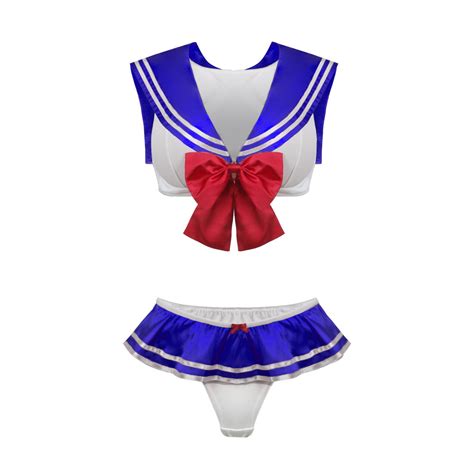 Vikidoky Sailor Moon Bikini Swimwear Cosplay Costume Blue Pink Black