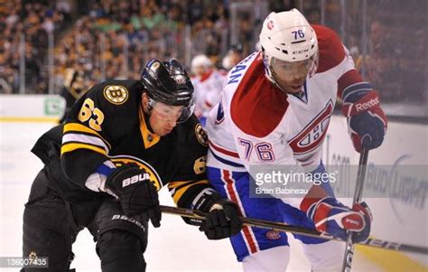Brad Marchand Of The Boston Bruins Fights For Position Against Pk