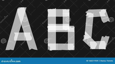 Duct Tape Font Design Concept Texture Typeface Vector Set Typography