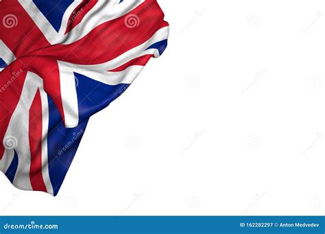 Cute United Kingdom Uk Flag With Big Folds Lie In Top Left Corner
