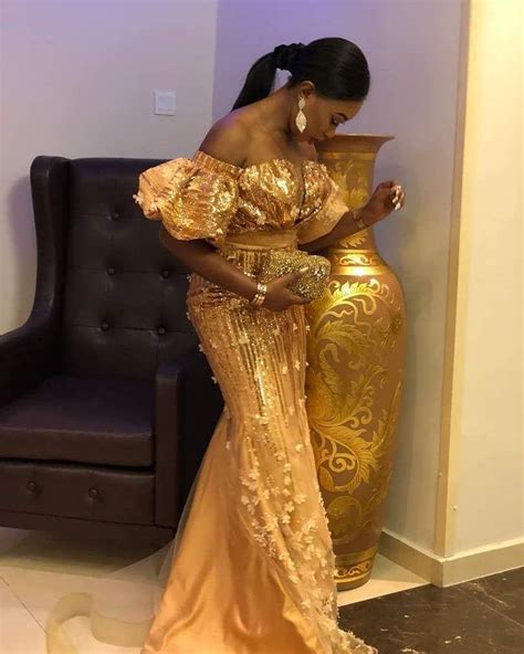Aso Ebi Styles 134 Dripping In Gold Kamdora Lace Dress Styles